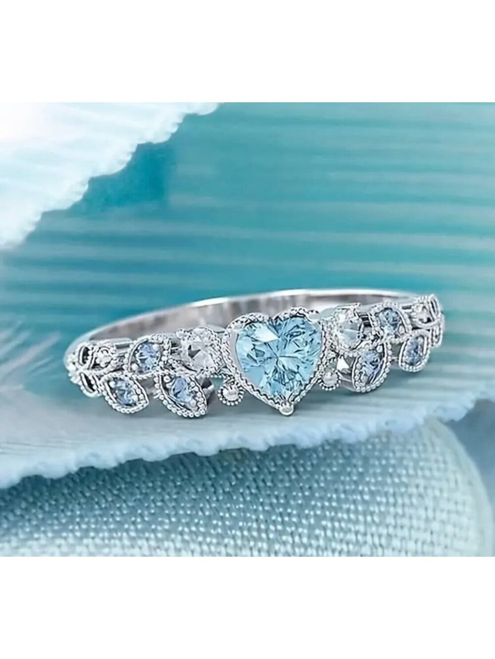 New - Silver/Blue Topaz - Beautifully Crafted Ring - Size 7